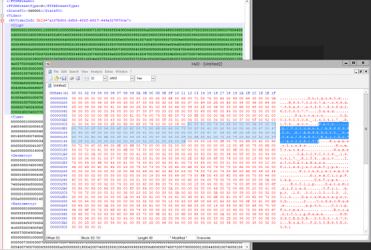 The file path encoded as ASCII inside an XML (!)